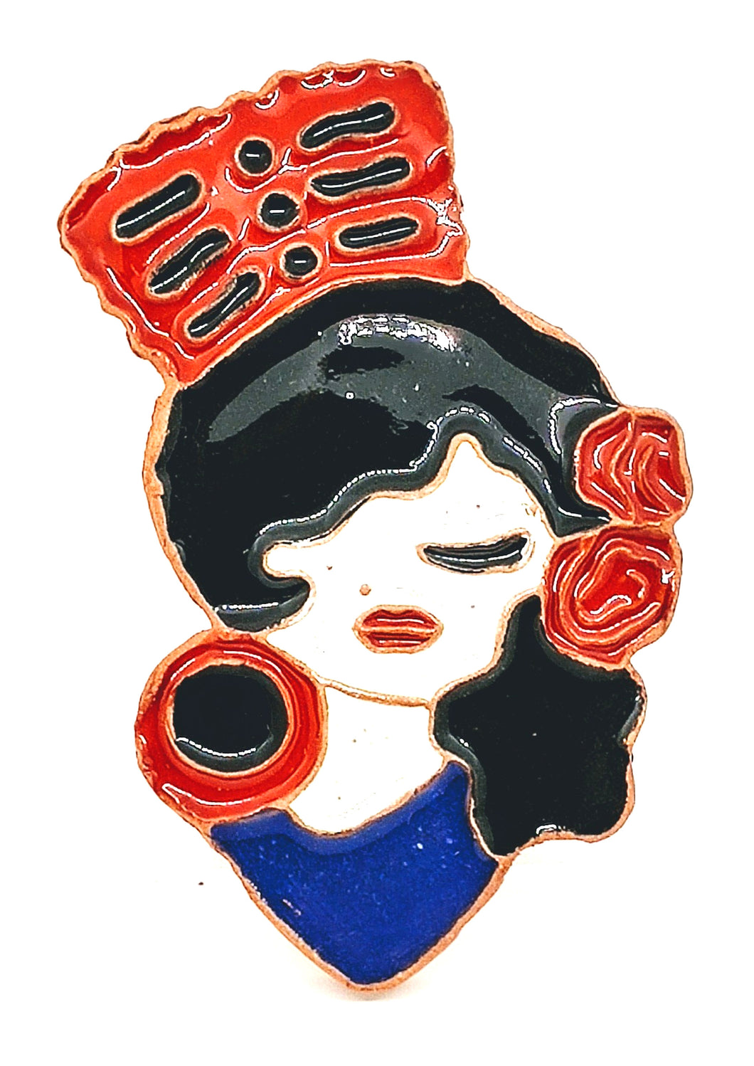 Figura arista flamenca morena y cobalto
